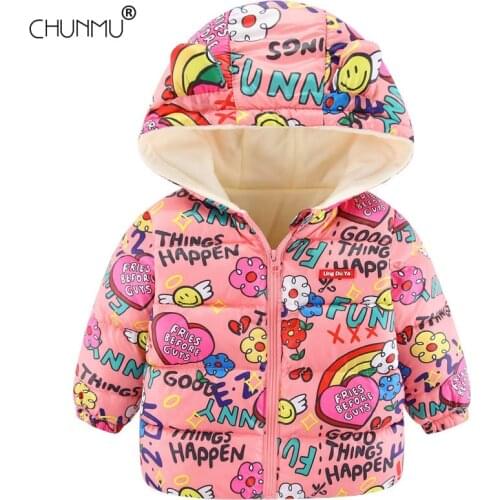 Autumn Baby Down Cotton Coats for Girls Warm Kids Outerwear Rabbit Ears Hooded For Kids Jacket Children Winter Outerwear