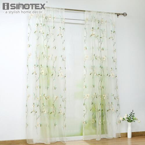 Pastoral White Floral Embroidered Curtain Tulle Window Sheers Panel Drapes for Kitchen Living Room Bedroom Decor Screening Sheer