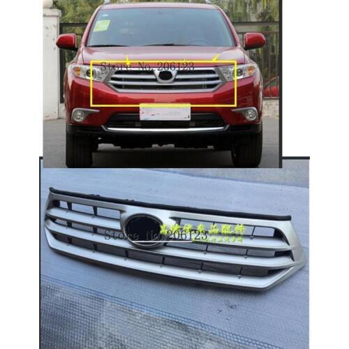 Fit For TOYOTA Highlander 2012-2013 Silver Upper Lower Front Bumper Mesh Grille Grill 1PCS With logo