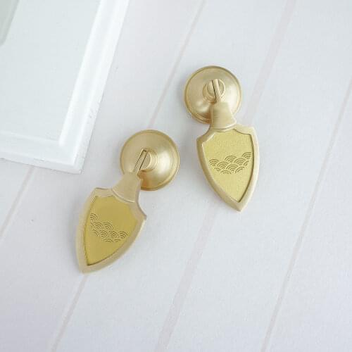 Chinese Style Furniture Hardware Solid Brass Cabinet Handles Drawer Dresser Wardrobe Knob Golden Home Decor Pull Handle