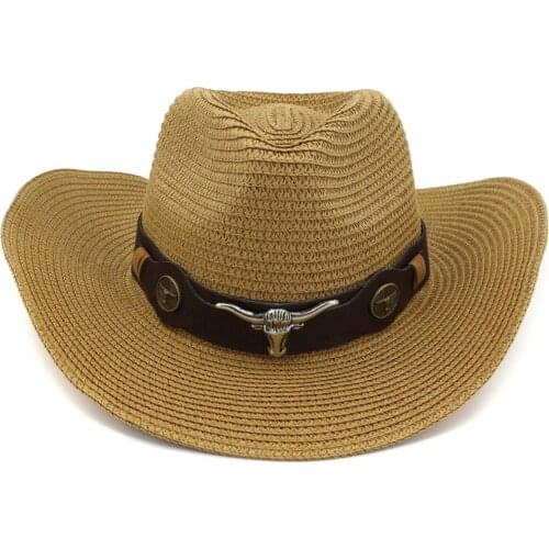 Outdoor Men Women Paper Cowboy Hats Artificial Handwork Beach Straw Hat Western American Style Sombreros Hat Sunshade Cap