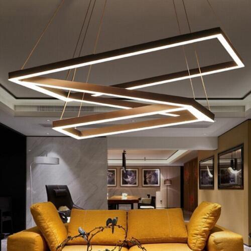 Nordic modern minimalist bar chandelier double floor restaurant lamp wrought iron office LED personality rectangular chandelier