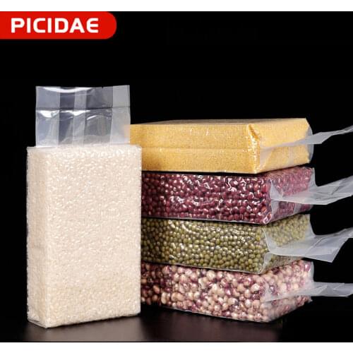 Stand Up Vacuum Food Saver Packaging Clear Plastic Bags Snacks Dry Fruit Beans Rice Package Heat Sealing Hermetic Storage Pouch