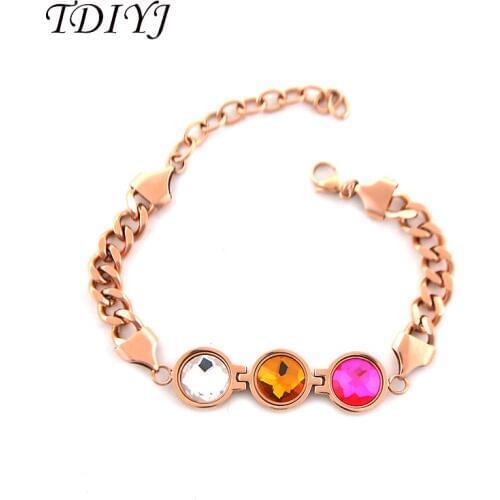 TDIYJ 1Set My Coin Bracelets Rose Gold Stainless Steel Cambio Bracelets with 12 Colors 12MM Interchangeable Small Magnetic Stone