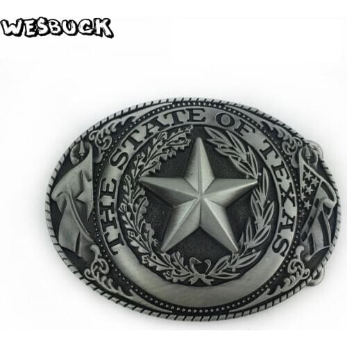 WesBuck Brand Retro Plating Process State of Texas Flag Logo Cowboy Belt Buckle Metal Mens Big Buckles for Belt Accessories