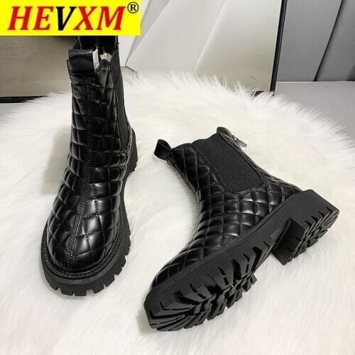 Woman Flat Boots Shoes Winter Footwear Chelsea Boots-Women Luxury Designer Round Toe Low Lolita Mid Calf Autumn 2020