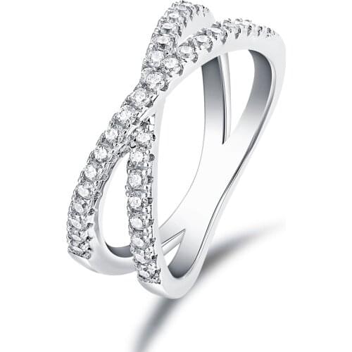 SL 925 Silver X Ring For Women rhinestone Diamond Fashion Rings Fine Jewelry For Party Gift bague femme argent 925