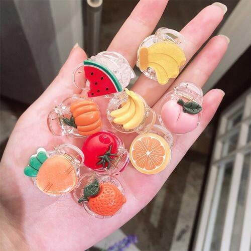 1Pcs Cute Vegetables Fruits Hair Claw Mini Barrettes Transparent Hair Clips For Children Cute Kids Kawaii Hairpins Kids Gifts