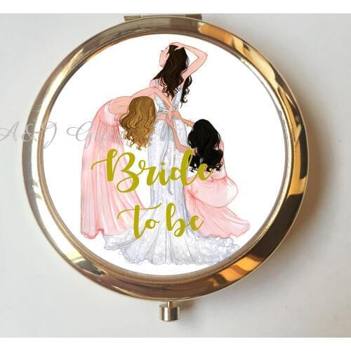 1pcs lot Anniversary GF Moms Birthday gifts Wedding Bride to be party personalized Compact Mirror Custom Bridesmaid gift