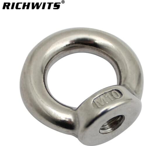 10Pcs M8 DIN582 Eye NUT 304 Stainless Steel Marine Lifting Eye Screws Ring Loop Hole for Cable Rope Eye NUT