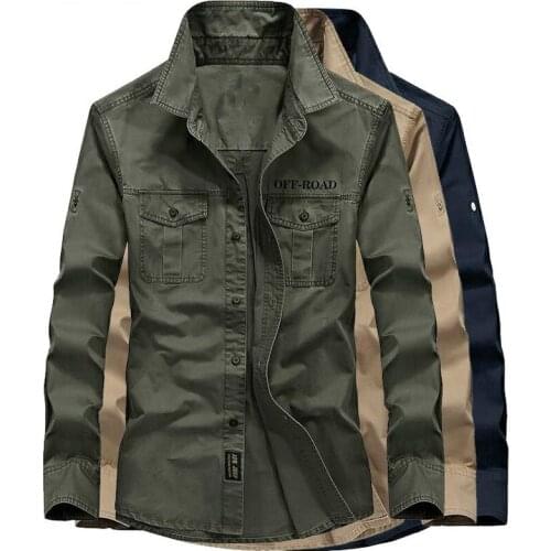 100% Cotton Army Military Shirt Men Long Sleeve Camisa Masculina Spring Autumn Casual Turn-down Collar Uniform Shirts 5XL 6XL