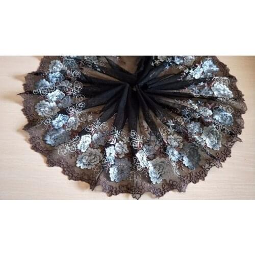 2 Yards Lace Trim Flowers Floral Embroidered Tulle Lace 8.26" Wide Doll Dress Underwear Costume DIY Craft Supplies