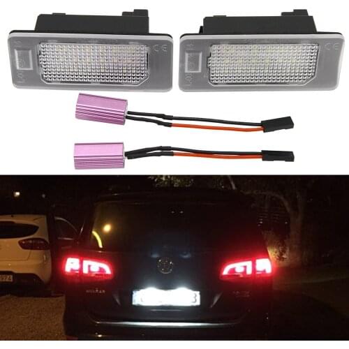 2x LED License Number Plate Light for VW Golf 6 7 MK6 MK7 Golf Plus Jetta Passat B6 B7 Wagon Sharan 2 Touran 2 Touareg 2
