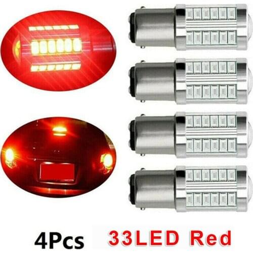 4pcs 1157 BAY15D 33SMD Car Brake Bulb Red Back Reverse LED Tail Stop Light