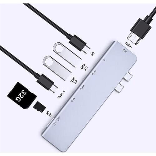 7-in-1 Type-c Hub HD Card Reader 4K resolution Video Adapter Aluminum Alloy USB-C Converter YU