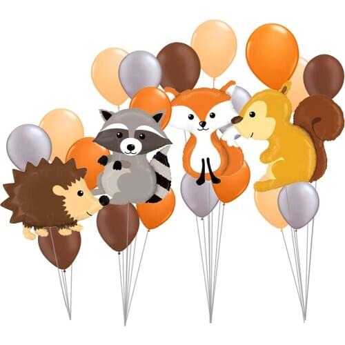 Animal Foil Balloons Birthday Wedding Forest Theme Party Decor Helium Balls Fox Hedgehog Squirrel Raccoon Baby Shower Kids Toys