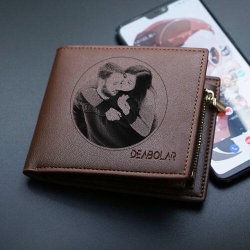Amxiu Customized Family Lovers Picture And Text Mens Wallet Short Multifunctional Fashion Wallet Gift