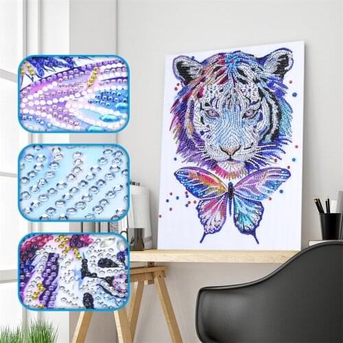Butterfly Tiger Special Shaped Diamond Painting DIY 5D Partial Drill Cross Stitch Kits Crystal Multicolor peinture diamant