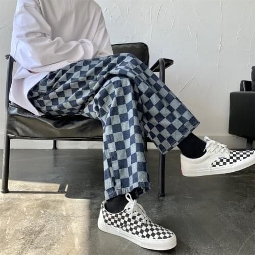 Harajuku Plaid Pants MenS Fashion Retro Casual Pants MenS Streetwear Korean Autumn Loose Harem Pants MenS Pants