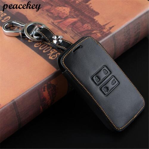 Peacekey Genuine Leather Car key cover case protector Sticker fit for Renault koleos Kadjar 2016-2017, Keychain Keys With bag