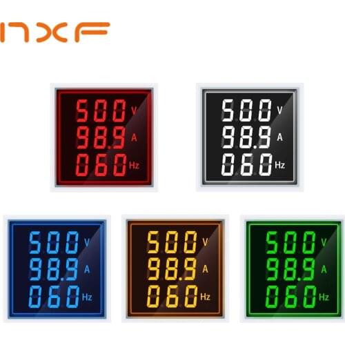 AC 60-500V 0-100A LED Digital Voltmeter Ammeter Hertz HZ Signal Lights 220V Voltage Current Meter Volt Amp Tester Detector