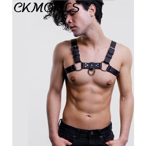 CKMORLS Men Bdsm Bondage Adult Leather Harness Belt Exotic Gothic Gay Toy Belt For Sex Metal O-Ring Straps Bondage Lingerie
