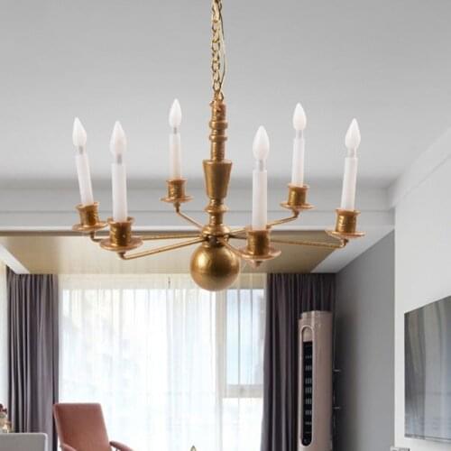 Kid’s Realistic Dollhouse Furniture Chandelier Light Preschool Pretend Play Sand Table Toy Scaled Model LED Ceiling Lamp