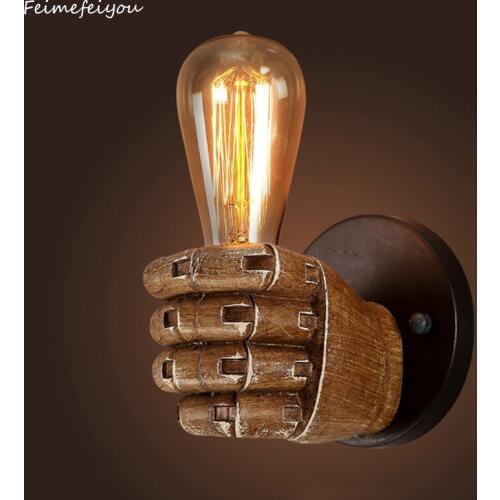 Feimefeiyou post-modern creative retro fist resin wall lamp decoration cafe restaurant bar bedroom wall lamp e27 AC90V-260V