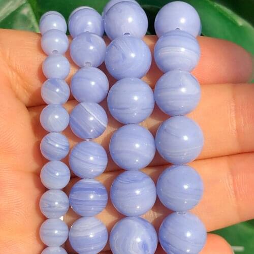 Purple Lace Agates Chalcedony Round Loose Spacer Natural Stone Beads For Woman Jewerly Making Diy Bracelet Necklace 6 8 10 mm