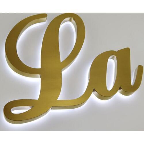 Hot sale 3D metal backlit sign golden stainless steel back light sign letters for outdoor or indoor decoration