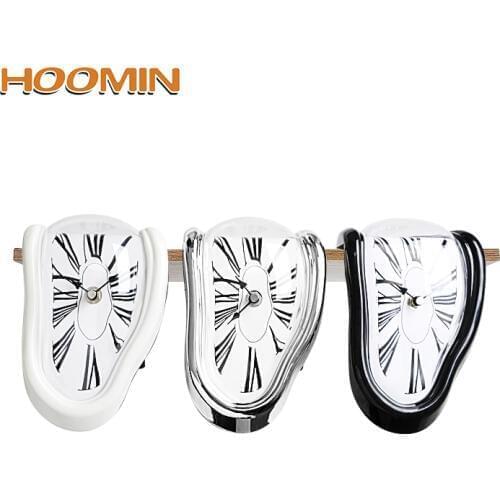HOOMIN Creative Melting Clock Home Decoration Gift Surrealist Salvador Dali Style Clocks Surreal Distorted Wall Clock