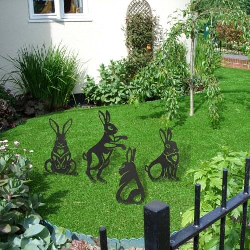 Rabbit Decorations Outdoor Acrylic Art Animals for Home Garden Rustic Statue Sculpture Decor Easter Gifts