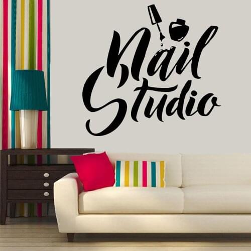 Nail Art Polish Wall Sticker Beauty Salon Decor Manicure Pedicure Vinyl Wall Mural Nail Studio Logo Wall Windows Decal WL374