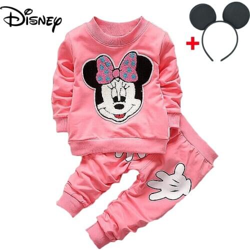 Disney Minnie Mickey Frozen Christmas Blouse Fashion baby Tops Solid Color Long Sleeve Tops modelling Hoodies Bebes Kids Sets