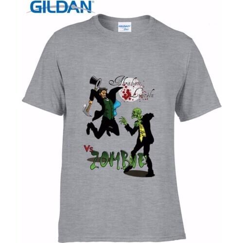 100% Cotton Mens Summer Hot Sale 100 % Cotton T Shirt Lincoln Vs Zombie T-Shirt Game Fans Funny custom Tee shirt