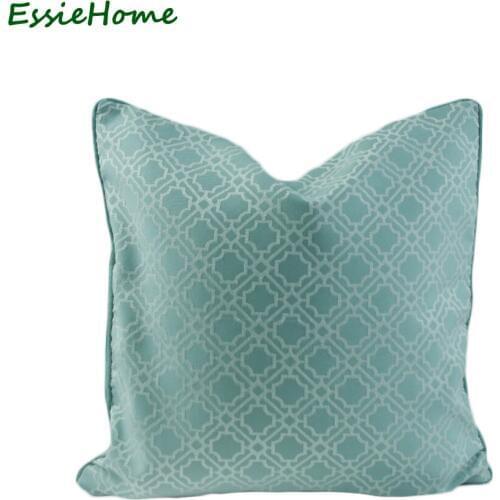 ESSIE HOME Geometry Egg Blue Cushion Cover Pillow Case Jacquard Light Green Cushion With Piping Edge