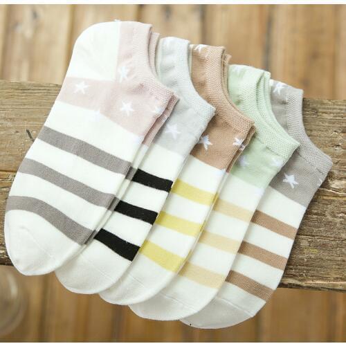 Cotton Boat Socks Woman Stars Stripe Socks ankle low female invisible color girl boy slipper casual hosiery 1pair=2pcs ws106