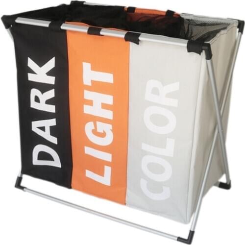 New Hot Laundry Basket Dirty Clothes Storage Basket Laundry Hamper Waterproof Oxford Cloth Three Grids Classified Basket