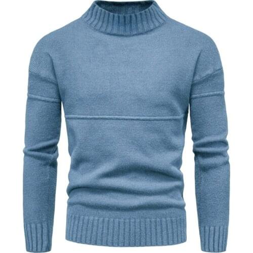 2021 New Mens Warm Sweater Casual Fashion Knitted Pullover Sweaters Male Solid Color Knitwear Tops
