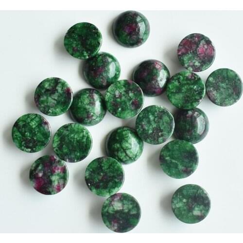 Wholesale 50pcs/lot fashion natural red and green treasure round CAB CABOCHON stone beads for jewelry Accessories 12mm free