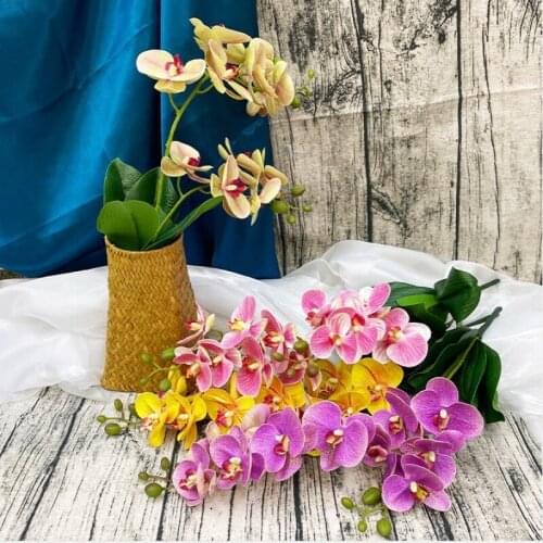 2 Stem 12 Heads Real Touch Latex Artificial Moth Orchid Artificial Flowers With leaves For Wedding Festival Decoration Butterfly
