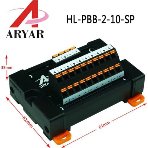 2 to 10 Channels spring terminal DIN Rail Mounting board Panel Mounting for power supply distribution splitter board