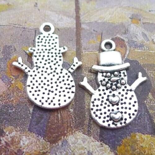 Newest 20Pieces 15*20mm Mixed Alloy Antique Silver Color Snowman Charms Vintage Pendant Accessory For DIY Jewelry Making