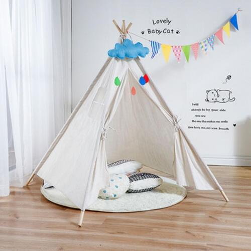 Portable Indian Childrens Tent for Kids Cotton Carva Tipi Teepee Kids Tent Childrens House Indoor Playhouse 1.1/1.35/1.6/1.8M