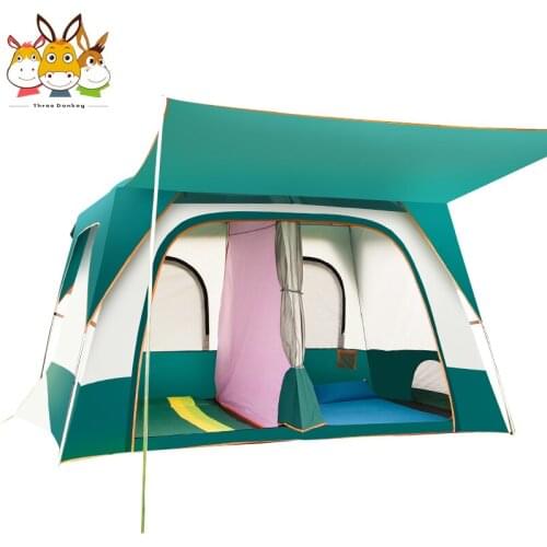 4 6 8 Person Family Camping Tent 3-4 Season Big Space Two Room Backpacking Dome Beach Waterproof 3000mm UV Protection Porta