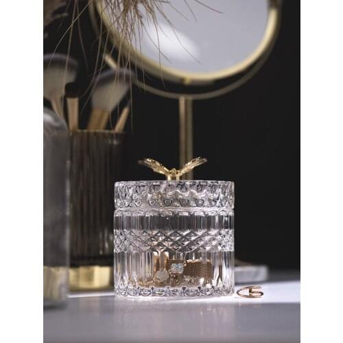 Nordic Light Luxury Style Glass Cotton Swabs Cans Cosmetic Cotton Jewelry Storage Jars Jewelry Boxes Home Decoration Ornaments