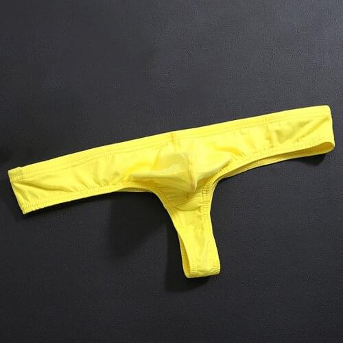 Mens Sexy Cotton Thong Underwear Low Rise Stretch G-String T-Back Briefs Sexy Mens Underwear Front Convex See Through Mens