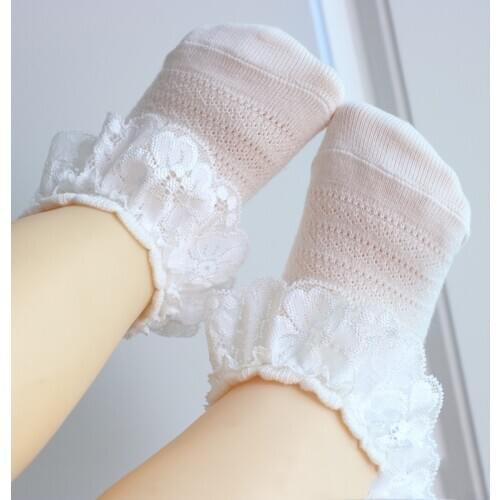 Solid Color Newborn Baby Socks Lace Flower Princess Infant Girls Socks Kids Spring Summer Mesh Cotton Short Socks