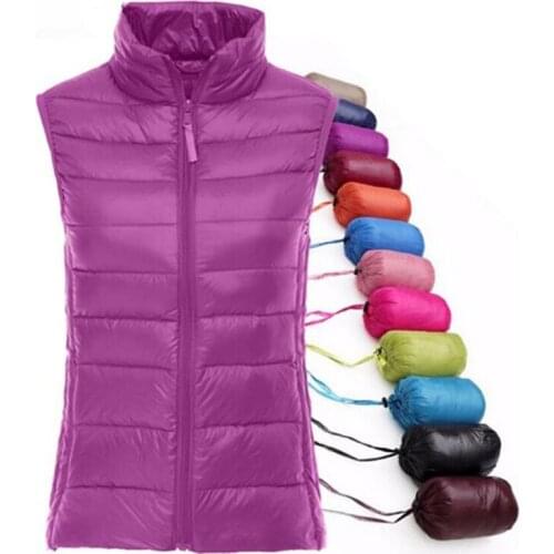 Spring autumn women 90% white duck down vest waistcoat soft warm thin Ultra Light waistcoat jacket female Portable vest coat