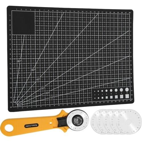 KAOBUY 7PCS Fabric Rotary Cutter Professional Tools With Safety Lock (45mm + 28mm) Cutting Mat For For Leather Fabrics